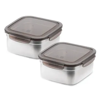 【CookPower 鍋寶】316不鏽鋼方型保鮮盒1250ml(買一送一)