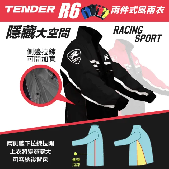 【天德牌】R6側開式背包版兩件式風雨衣(升級版 YKK防水拉鍊)