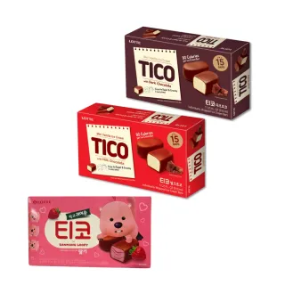 【Lotte 樂天】LOTTE TICO可可脆皮雪糕15入/盒任6盒(原味香草/黑巧克力/草莓口味)
