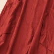 【ACheter】文藝拼接圓領短袖連身裙冰絲緹花氣質長版洋裝#121452(紅/藏青)