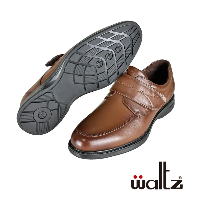 【Waltz】寬楦 空氣鞋 魔鬼氈舒適皮鞋 真皮紳士鞋 休閒鞋(4W614049-06 華爾滋皮鞋)