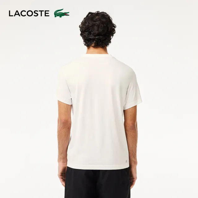 【LACOSTE】男裝-運動快乾鱷魚紋印花短袖T恤(白色)