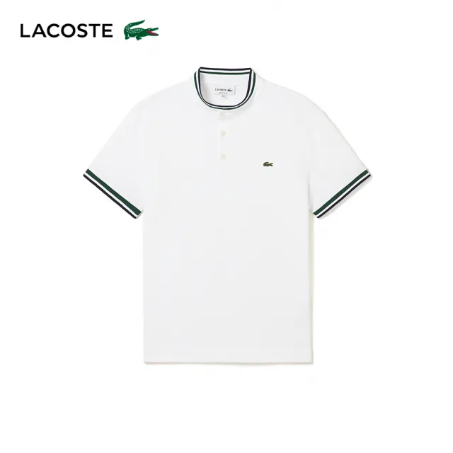 【LACOSTE】男裝-撞色裝飾滾邊短袖Polo衫(白色)