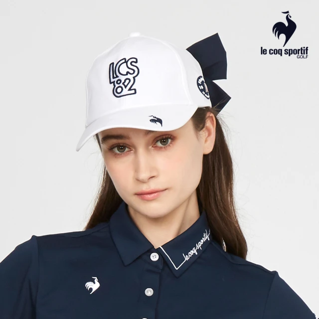 LE COQ SPORTIF 公雞 高爾夫系列 女款白色時尚立體LOGO可拆式蝴蝶結棒球帽 QLT0J102