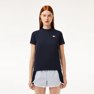 【LACOSTE】女裝-有機棉快乾素面短袖T恤(海軍藍)