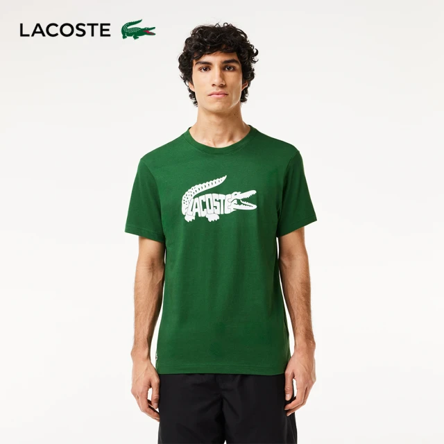 LACOSTE 男裝-運動快乾鱷魚紋印花短袖T恤(綠色)