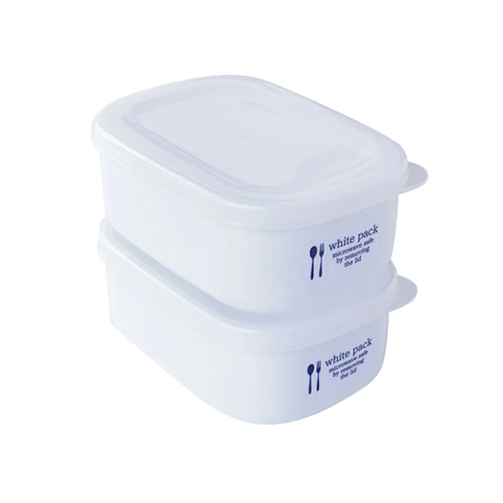【白色純淨】日式可微波保鮮盒-2入(日本製 冷凍保鮮 冰箱收納 加熱便當 微波盒 食物盒 密封 蒸飯 環保餐盒)