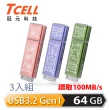 【TCELL 冠元】x 老屋顏 獨家聯名款-USB3.2 Gen1 64GB 台灣經典鐵窗花隨身碟(3入組)