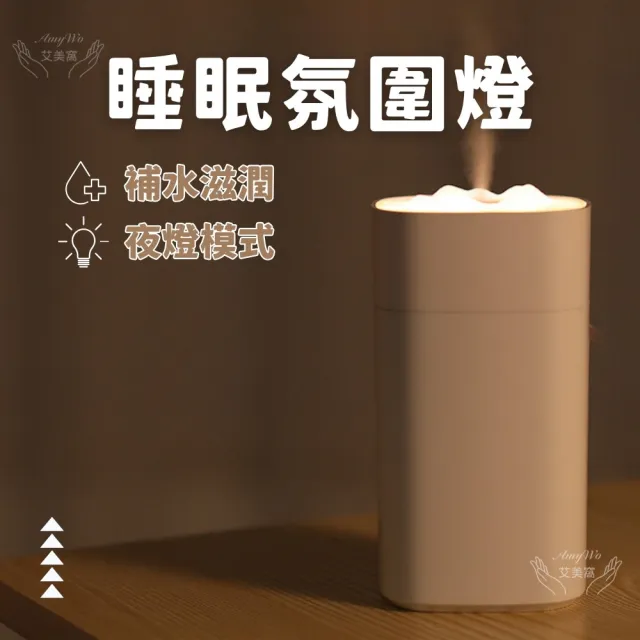 【Amywo艾美窩】四方雪山小夜燈 空氣加濕器IT-00350(雪山水氧機 香熏機 夜燈薰香機 USB充電)