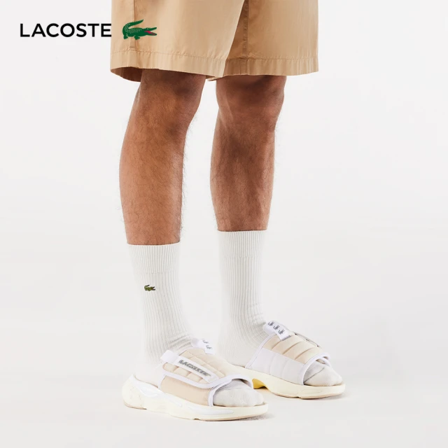 【LACOSTE】男鞋-AceSlide休閒拖鞋(米白色)