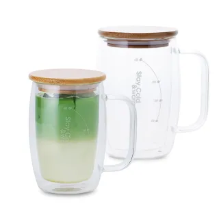 【CookPower 鍋寶】雙層耐熱玻璃咖啡杯2入組(400ml+500ml)