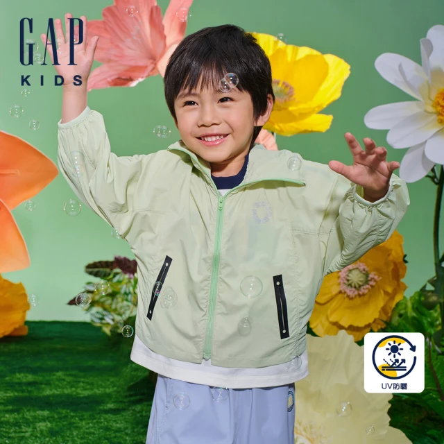 GAP 男童裝 Logo連帽外套-深綠色(890196)折扣