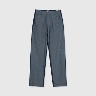 【GAP】男裝 亞麻拼接寬鬆牛仔褲-藍灰色(887968)