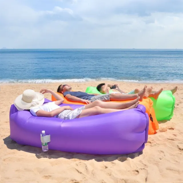 【Dagebeno荷生活】高承重加厚款快速充氣野營沙發床 露營海邊戲水充氣躺椅(3入)