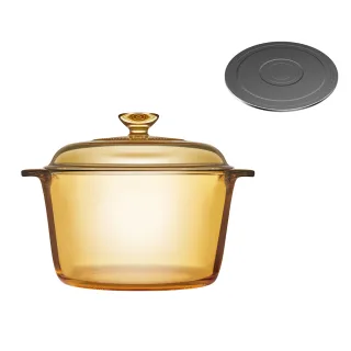 【CorelleBrands 康寧餐具】Vitroflam 3.0L晶耀透明鍋(贈多功能導磁盤-顏色隨機出貨)