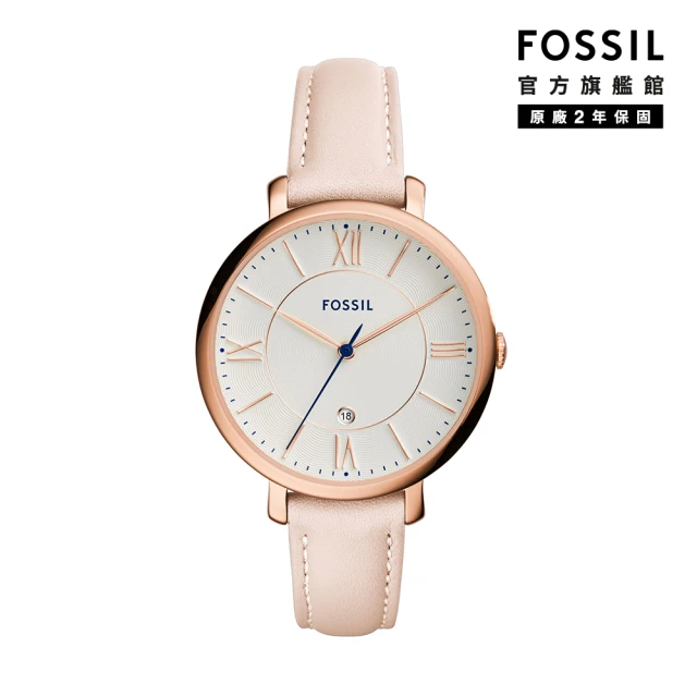 【FOSSIL 官方旗艦館】Jacqueline 粉色經典皮革指針女錶 手錶 36mm ES3988