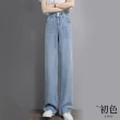 【初色】夏季高腰涼感直筒闊腿牛仔褲-共2色-69346(M-XL可選)