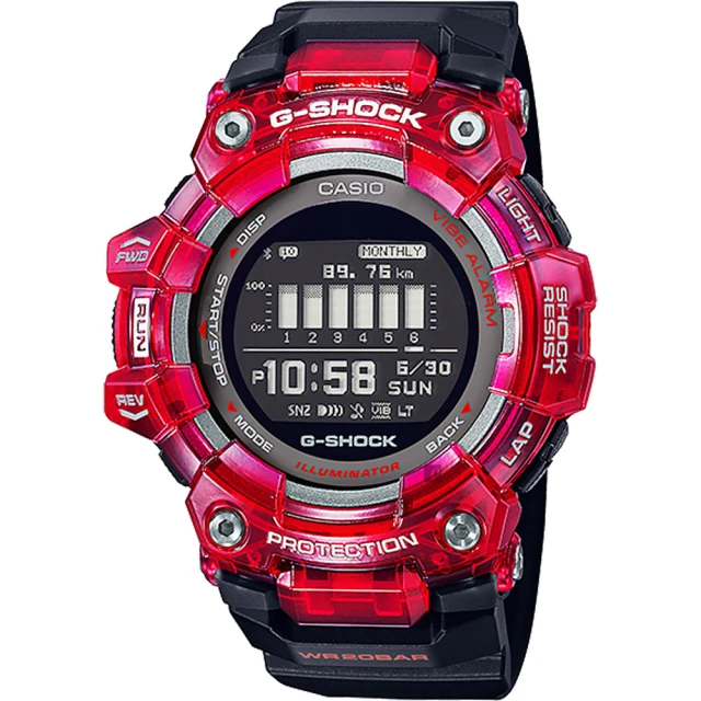 CASIO 卡西歐 G-SHOCK 多功能運動藍芽電子錶-紅(GBD-100SM-4A1)