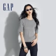 【GAP】女裝 圓領短袖針織毛衣 絨感針織系列-灰色(406286)