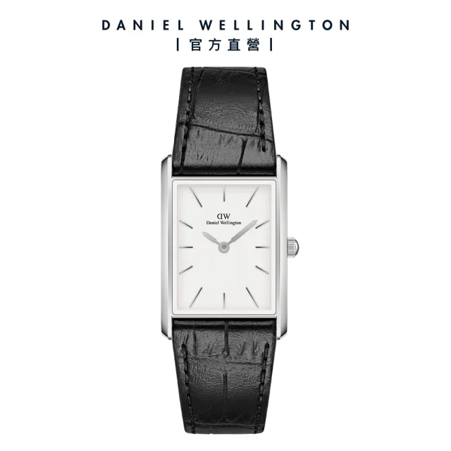 【Daniel Wellington】DW 手錶 Bound 35x24mm 摩登寂靜黑皮革方錶(三色任選)