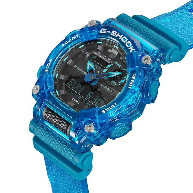 【CASIO 卡西歐】G-SHOCK 炫彩音浪 工業風雙顯手錶-科技藍 送禮 禮物 推薦(GA-900SKL-2A)