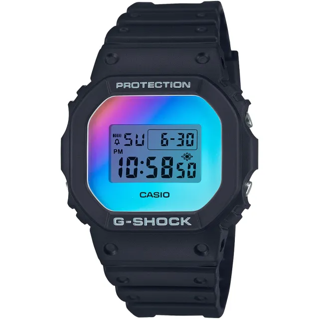 【CASIO 卡西歐】G-SHOCK 彩虹蒸鍍 漸變錶面電子錶 開學(DW-5600SR-1)