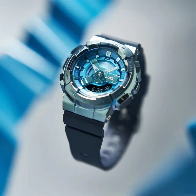 【CASIO 卡西歐】G-SHOCK 金屬色雙顯電子錶-科技藍 送禮 禮物 推薦(GM-S110LB-2A)