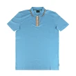 【Paul Smith】PAUL SMITH標籤LOGO條紋設計領口純棉短袖POLO衫(男款/水藍)
