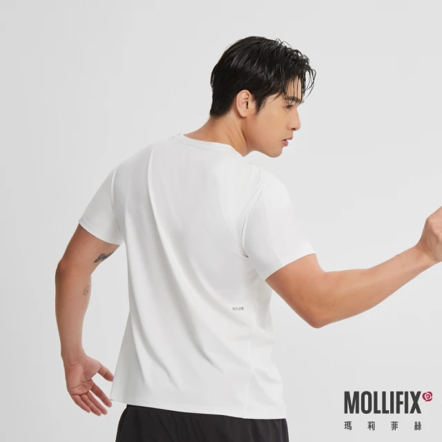 【Mollifix 瑪莉菲絲】MEN_抗菌側口袋短袖上衣、瑜珈服、瑜珈上衣、運動上衣(白)