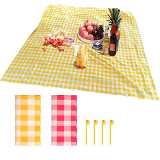 【SUNLY】戶外露營一次性野餐墊 野營桌布 便攜防潮地墊 格紋露營墊(180*180cm)