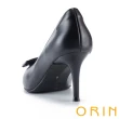 【ORIN】知性金屬飾釦羊皮尖頭高跟鞋(黑色)