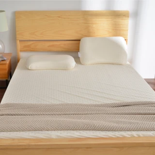 【班尼斯】雙人加大6x6.2尺x7.5cm馬來西亞製天然乳膠床墊+二顆-麵包枕(頂級雙面護膜高純度95)