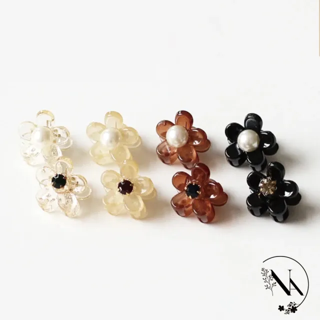 【NANA】娜娜 韓系網珍珠小花抓夾小號6入組隨機出 NA06251(小花抓夾 髮夾)