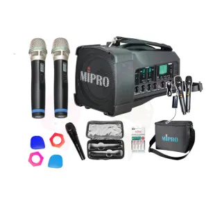 【MIPRO】MA-100D+2手握麥克風(雙頻道迷你無線喊話器 肩掛式/遠距教學/導遊/戶外/活動)