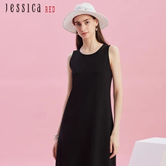 【Jessica Red】經典百搭小黑裙圓領無袖長裙R43701