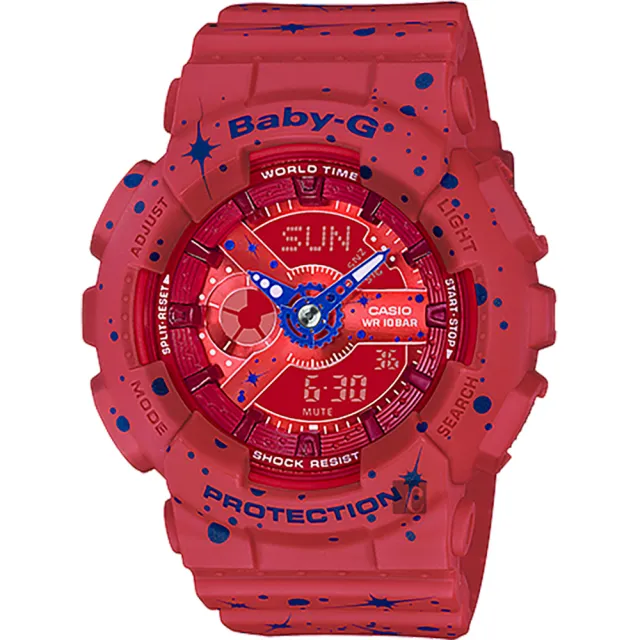 【CASIO 卡西歐】Baby-G 星空雙顯手錶-紅 開學(BA-110ST-4A)