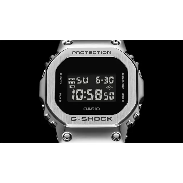【CASIO 卡西歐】G-SHOCK 超人氣軍事風格手錶-銀x黑(GM-5600-1)