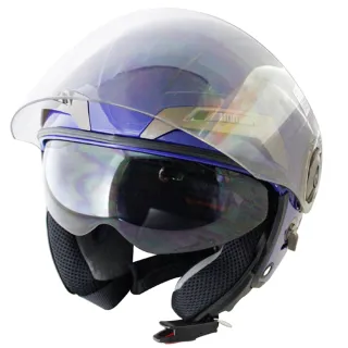 THH勇氣可掀式雙鏡片半罩安全帽T314A-藍白+免洗內襯套6入(速)