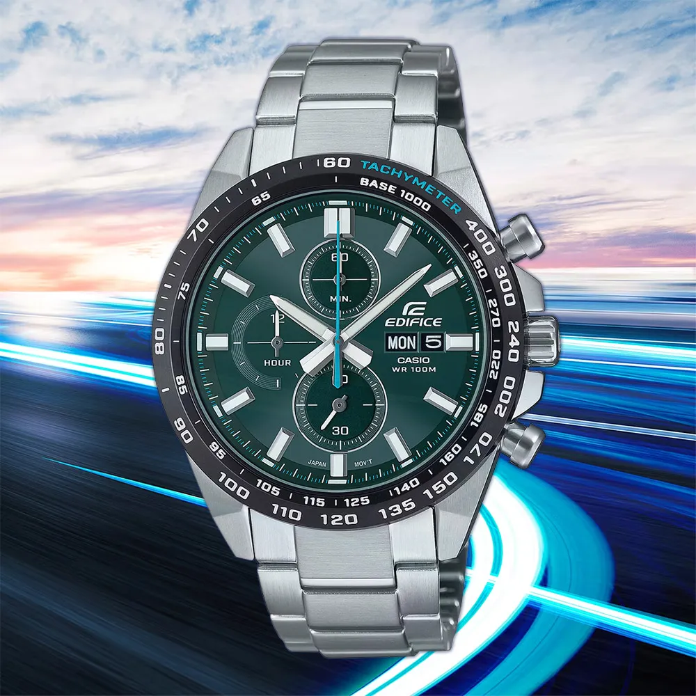 【CASIO 卡西歐】EDIFICE 經典運動三眼計時手錶 送禮 禮物 推薦(EFR-574DB-3A)