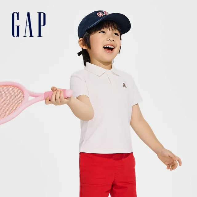 【GAP】男幼童裝 小熊刺繡短袖POLO衫-多色可選(891696)