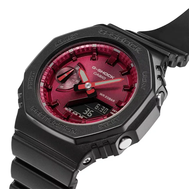 【CASIO 卡西歐】G-SHOCK 八角  勃根地酒紅系列 雙顯手錶 送禮 禮物 推薦(GMA-S2100RB-1A)