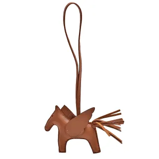 【Hermes 愛馬仕】RODEO飛馬造型小羊皮鑰匙圈/吊飾(迷你-焦糖棕色H083010-CARMEL)
