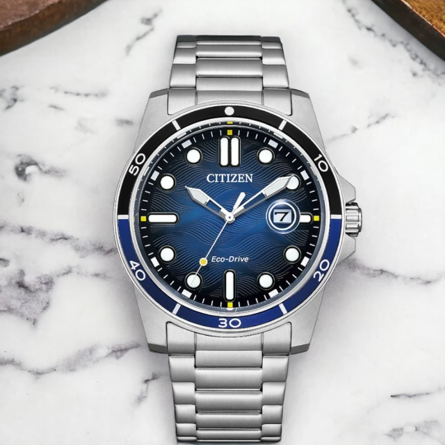 CITIZEN 星辰 Eco-Drive光動能 大三針手錶 男錶 藍色(AW1810-85L)
