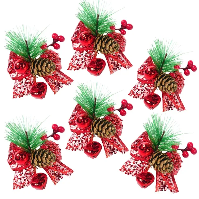 【摩達客】9cm聖誕派對裝飾紅色蝴蝶結六入組(禮物包裝適用)