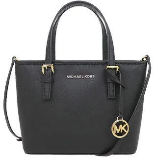 【Michael Kors】黑色防刮皮革小款手提斜背托特包