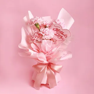 【Floral M】Pinky Lady 蜜桃粉進口康乃馨鮮花花束 贈送母親節祝福卡(母親節/康乃馨/鮮花花束/花禮)