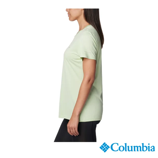 【Columbia 哥倫比亞 官方旗艦】女款-Columbia Hike™快排短袖上衣-嫩綠色(UAK98050LM/IS)
