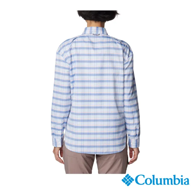 【Columbia 哥倫比亞 官方旗艦】女款-Silver Ridge Utility™超防曬UPF50快排長袖襯衫-藍色格紋(UAR99870JC