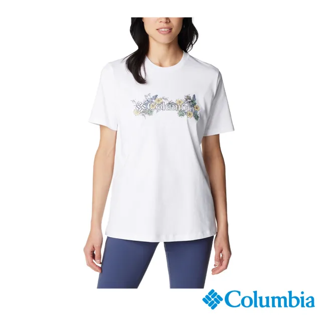【Columbia 哥倫比亞 官方旗艦】女款-Boundless Beauty™短袖上衣-白色(UAR57950WT/IS)