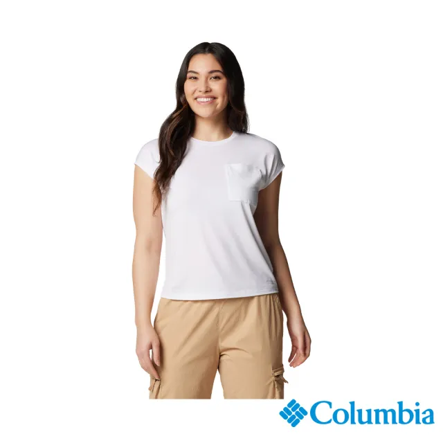 【Columbia 哥倫比亞 官方旗艦】女款-Boundless Trek™快排短袖上衣-白色(UAR71490WT/IS)